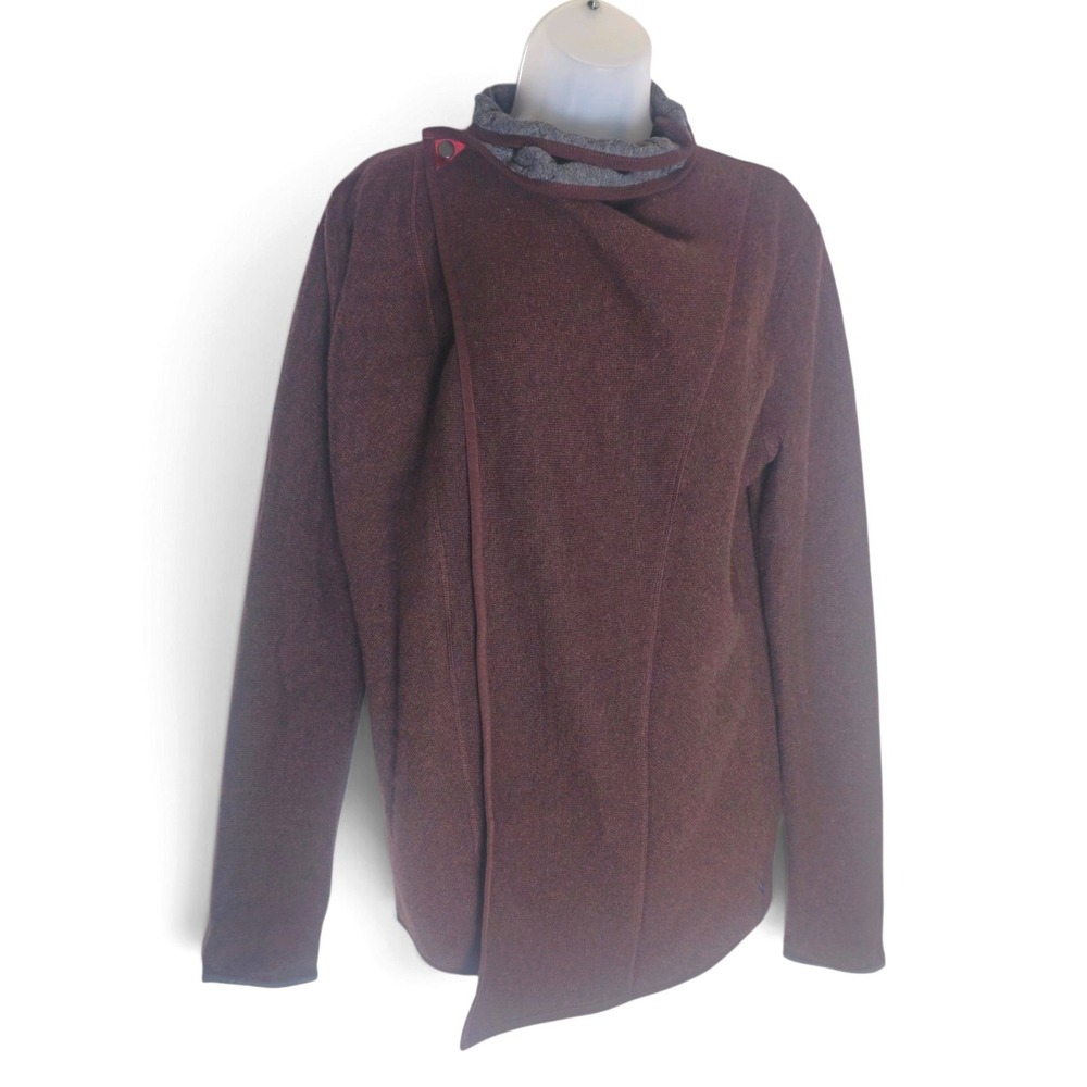 Mountain Hardware Sarafin Wrap Sweater Cardigan Brown/Gray Sz L Quilted Granola - Picture 5 of 14